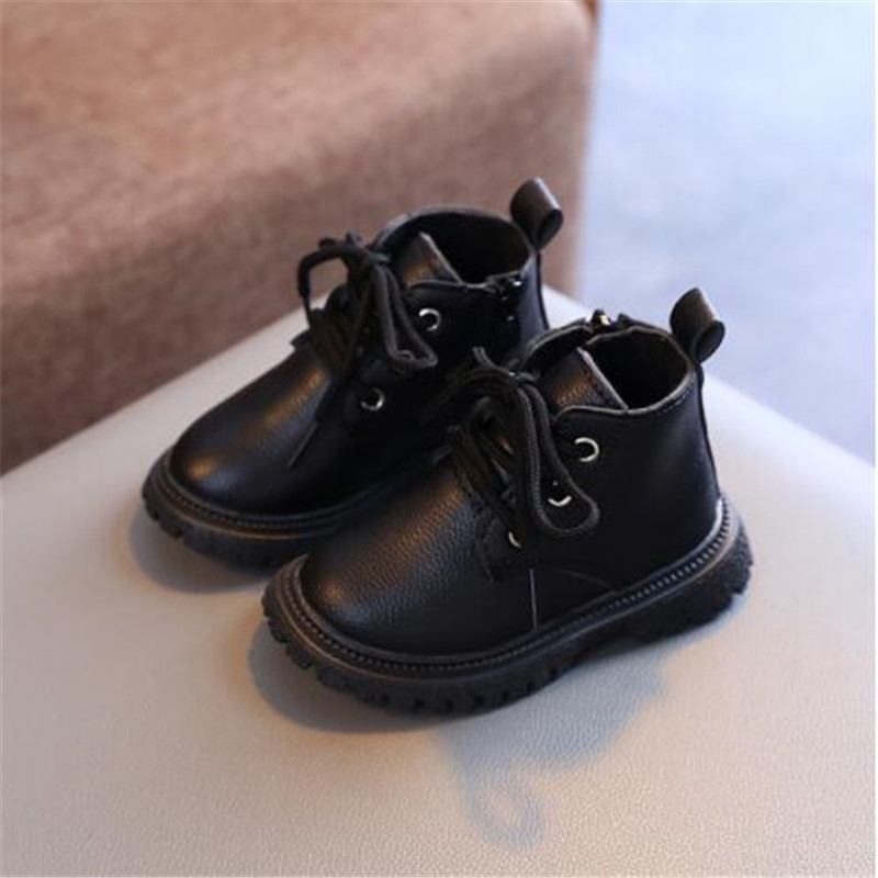 Sapatos da menina do bebê à prova dwaterproof água colorido crianças botas 2022 outono crianças moda casual tornozelo equitação botas para plataforma sola grossa: black / 22