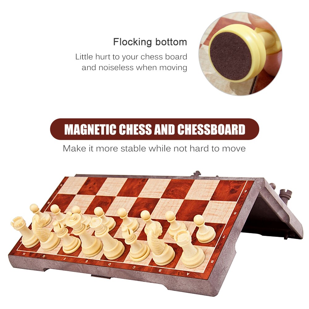 2-in-1 Magnetic Chess Set Folding Chess and Checkers Set Portable Chessboard Chess Games Draughts Entertainment Educational Toys