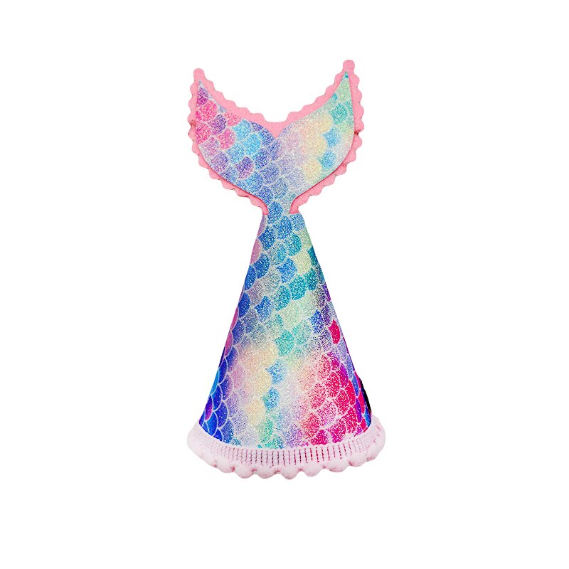 Happy Birthday Hat 1st 2nd 3rd Year Old Kids Girl Birthday Baby Shower Mermaid Tail Headband Hat Decoration Party Supplies: A09