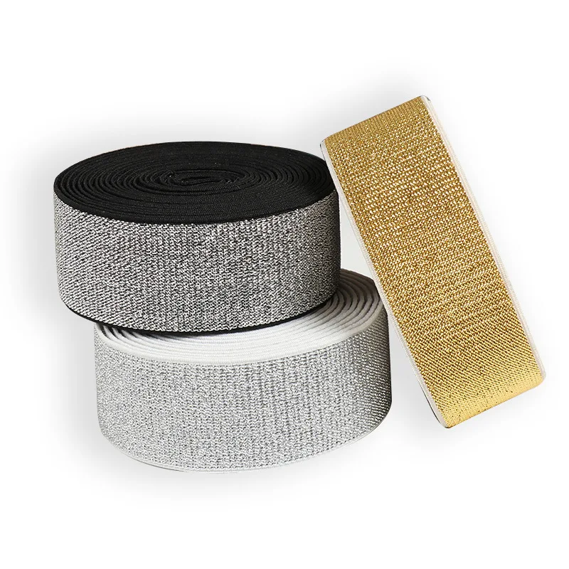 5Yards Glitter Elastische Spandex Band Goud Zilver Elastische Lint Bra Strap Lingerie Jurk Diy Naaien Trim Craft Tailleband Elastische