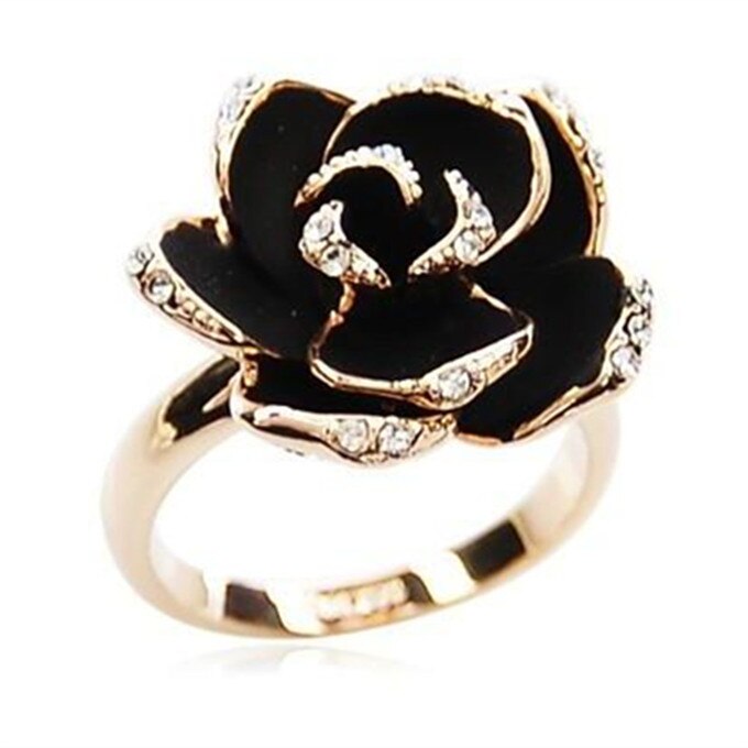Schmuck Ringe Schwarz Rose Blume Öffnung Ringe Index Finger Verstellbare Ringe Für Frau Mädchen: Rose Gold