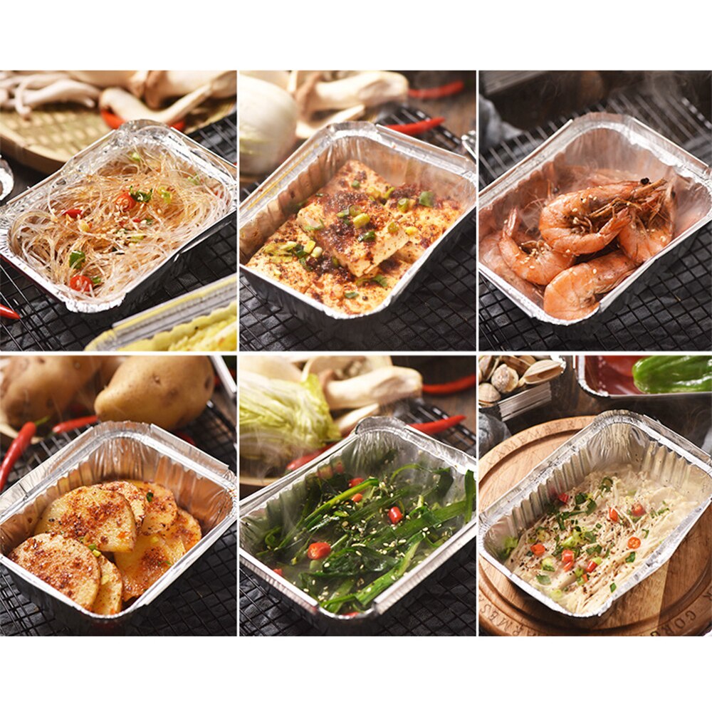 Plateau de cuisson jetable en aluminium 750/1050/2000ml, plaque de cuisson avec couvercle, récipient pour la cuisson, chauffage, cuisson BBQ, cuisine