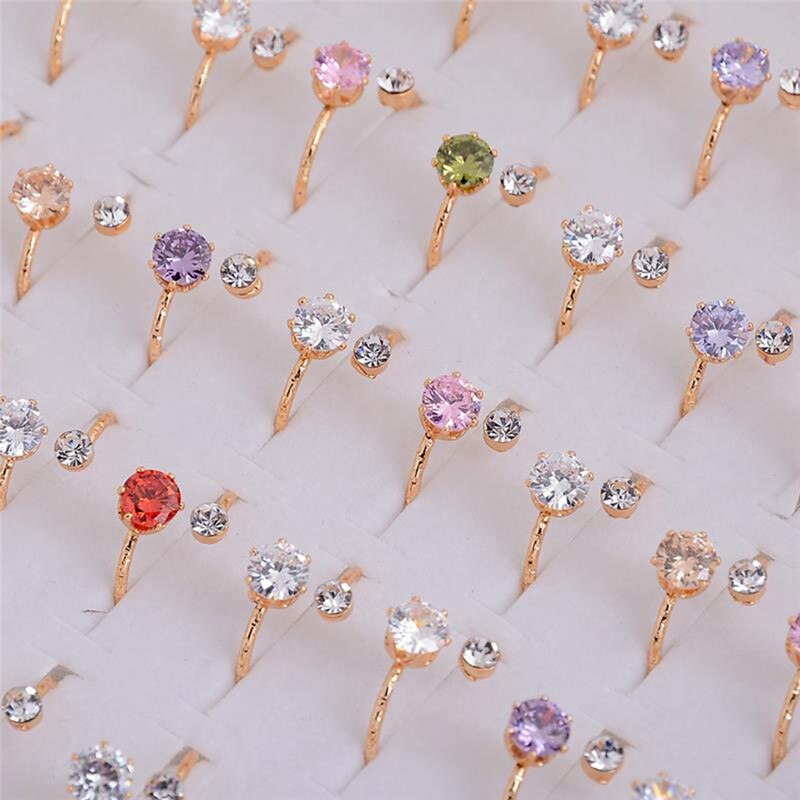 PINKSEE Mix 10Pcs Rhinestone Crown Rings Trendy Charming Finger Rings for Women and Girls Party Jewelry Accessories: GE01079