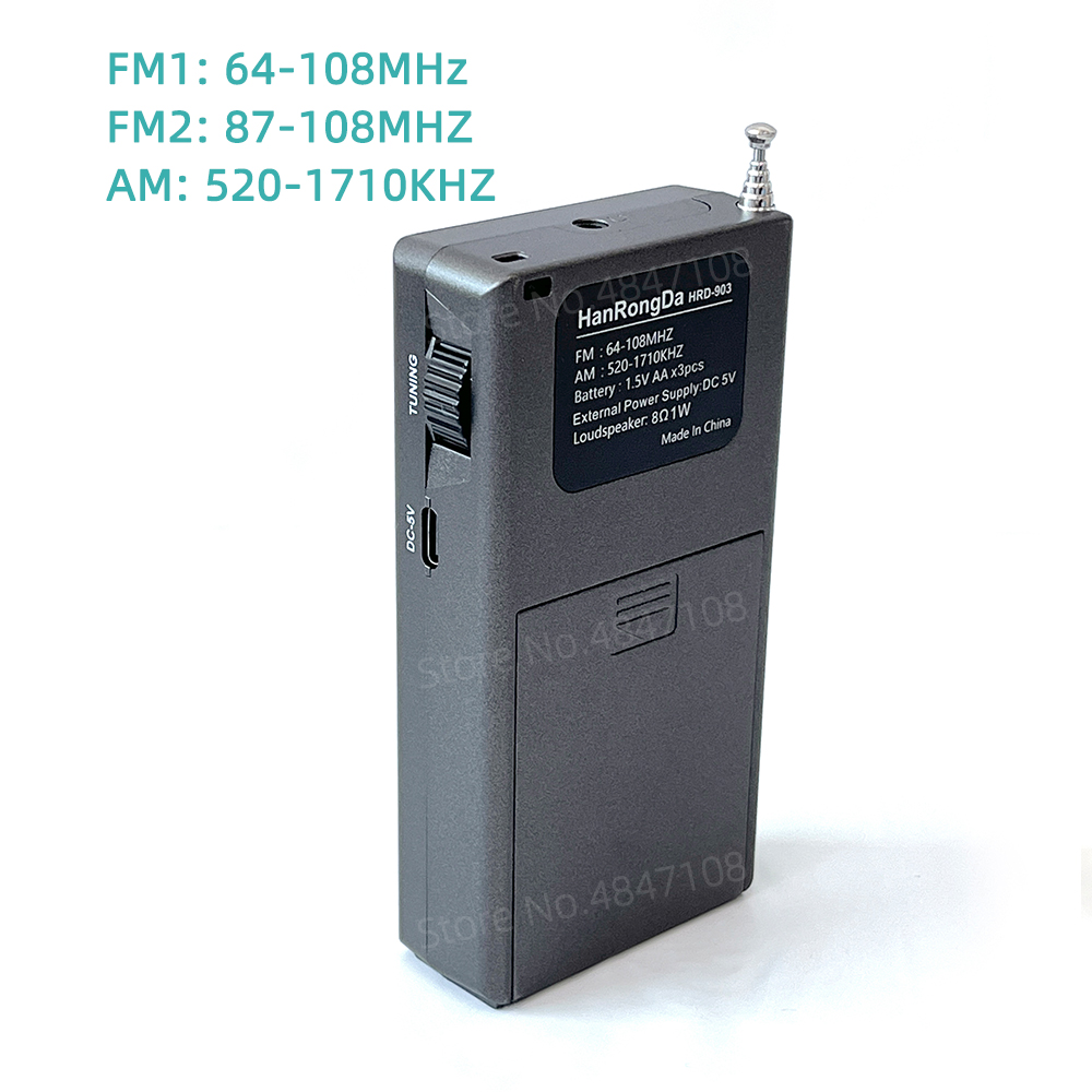 Radio FM/AM portatile Mini ricevitore digitale FM AM tascabile Schermo LCD da 1,8 pollici Rullo ad alta sensibilità con antenna per altoparlante