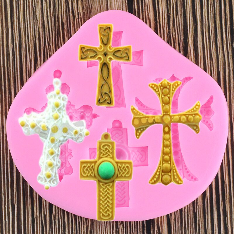 Fødevaregodkendt fondant kage silikone form glade krydser til omvendt formning polymer ler chokolade dekorationsværktøjer