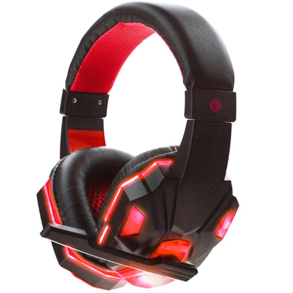 EastVita 3.5mm Gaming Headsets Big Headphones with LED Light Mic Stereo Earphones Deep Bass for PC Computer Gamer Laptop