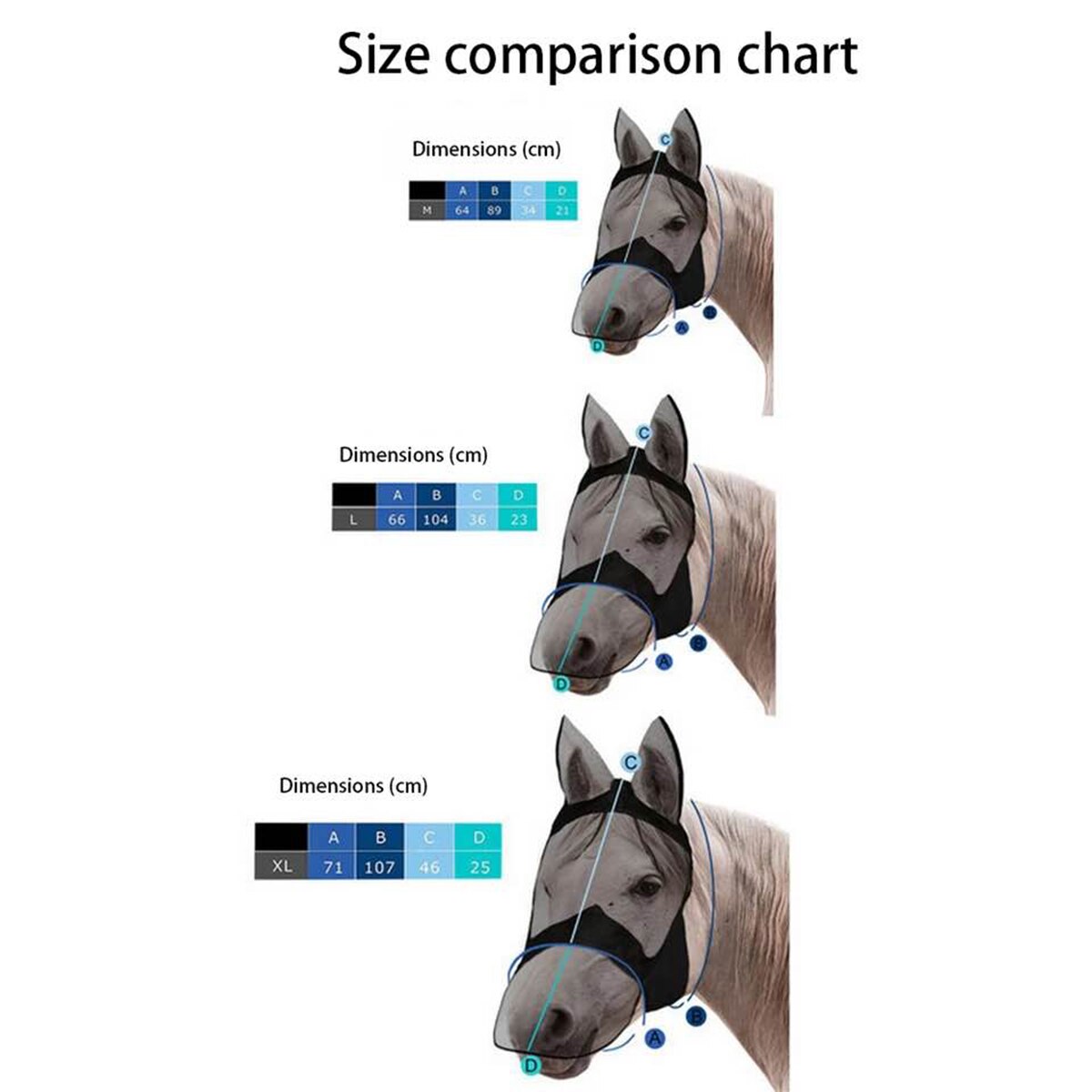 Horse Face Mask Anti-mosquito Full Face Protection Breathable Horse Fly Mask Mesh Ears Nose Full Face Full Face Mesh Nasal Cover