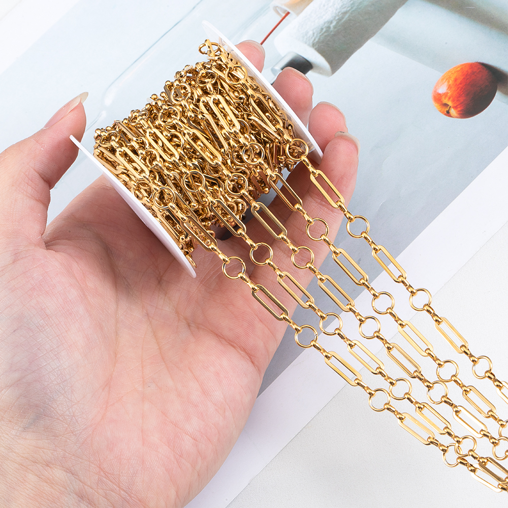 Cadena de acero inoxidable de 1 metro, marco de barra larga, cadena circular redonda para collar DIY, pulsera, accesorios para hacer joyas,