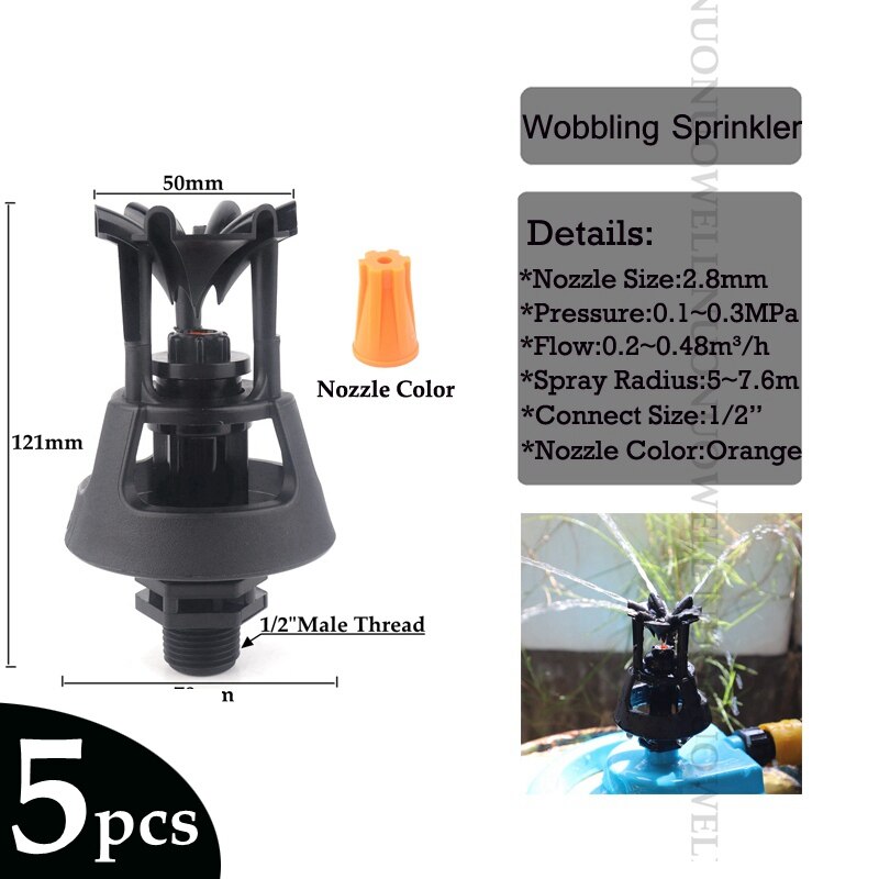 2 ~ 20 pièces durables arroseurs d'irrigation ferme verger oscillant buse rotative jardin pelouse paysage oscillant pulvérisateurs d'arrosage: 5pcs Orange Nozzle