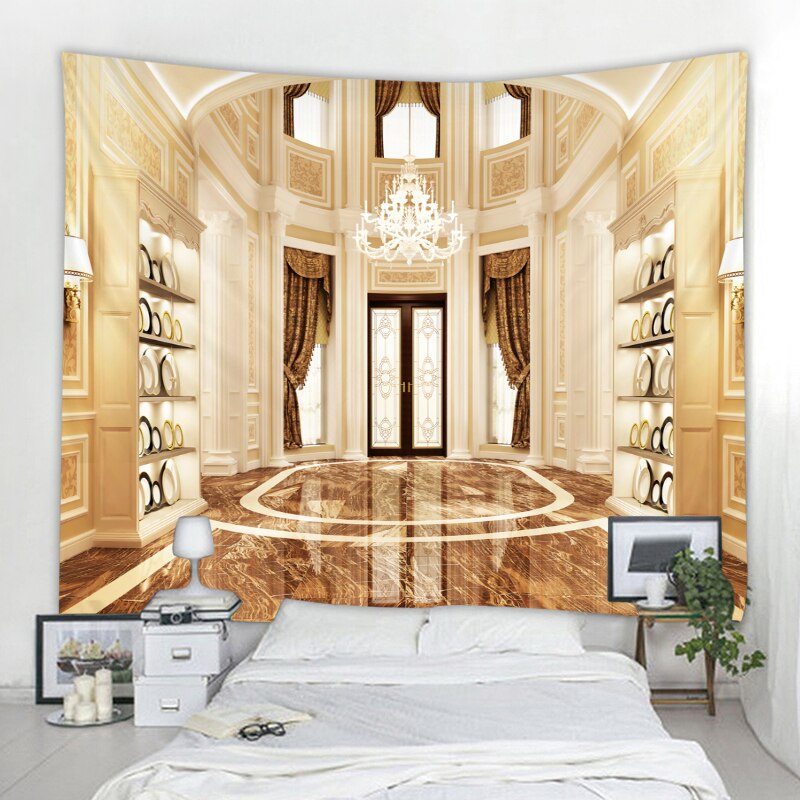 3d digital printing wall hanging living room style tapestry polyester fabric wall hanging tapestry party decoration