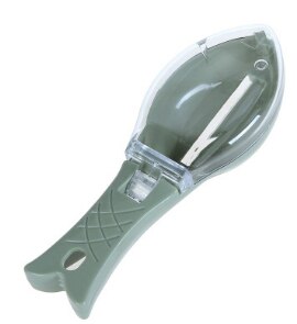 Easy To Clean Plastic Fish Cleaning Tool Kitchen Tool With Lid Cooking Utensils Fish Scale Manual Scraper Hangable,: Green