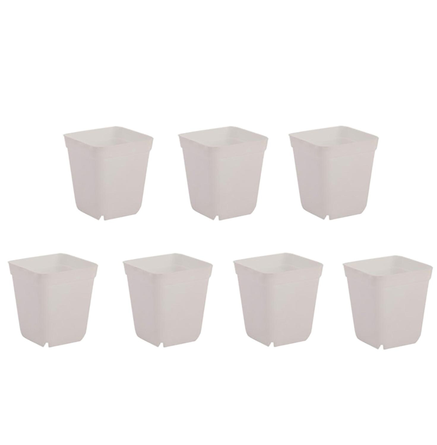 Candy Colors Mini Square Plastic Plants Flower Pots Home Garden Office Succulent Plant Pot Greenhouse Nursery Trays 7 Pieces: white / Thin