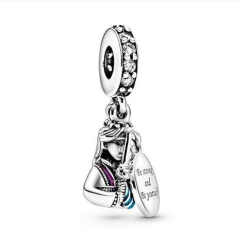 925 anhänger aus sterlingsilber: eine rosafarbene gänseblümchenblüte, ein allsehendes auge und eine feder – origineller damenschmuck.: Weiß