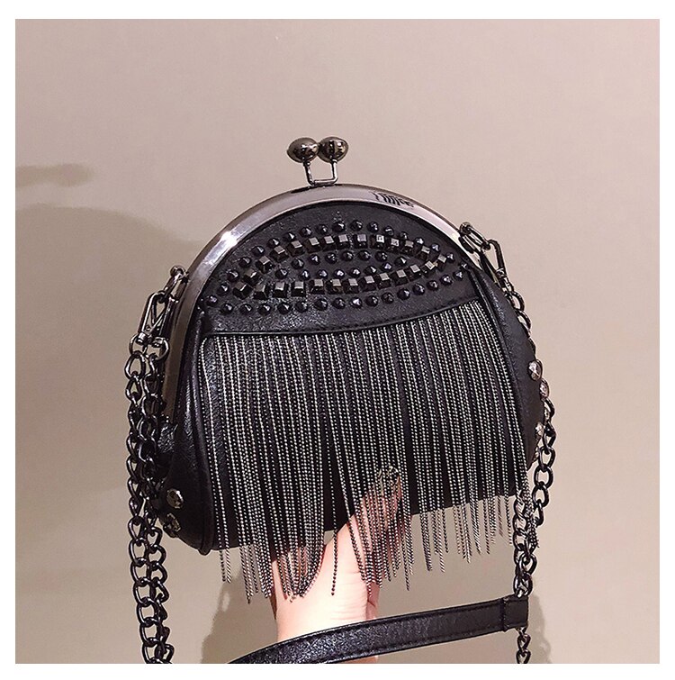 Bolso de piel sintética con borlas y Clip para mujer, bandolera femenina de estilo mensajero, a la ,