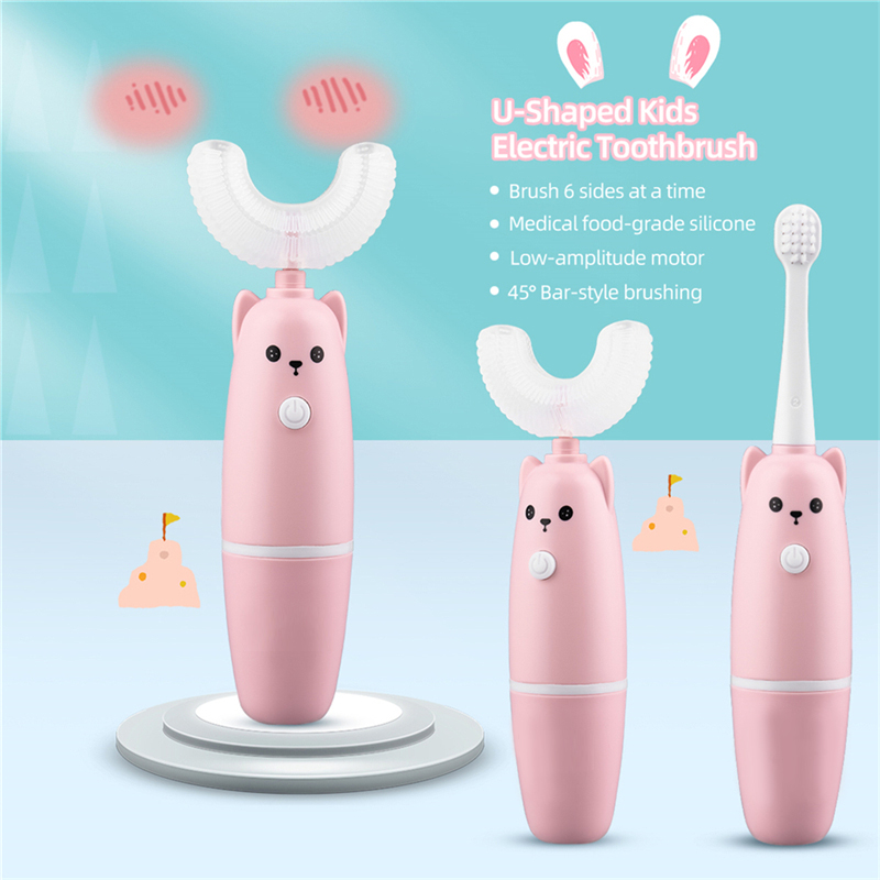 Smart 360 Graden Elektrische Tandenborstel Kids Silicon Automatische Ultrasone Waterproofteeth Tandenborstel Cartoon Kinderen Oral Care