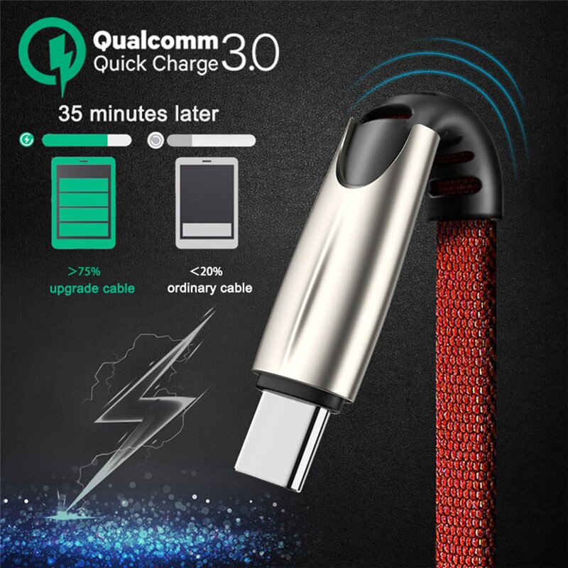 USB Type C Snel Opladen Kabel Voor huawei p30 P20 mate 30 Samsung Galaxy S10 A50 A80 Note 10 Plus 3m 2m Usb Kabel Type C Cabo Usb-c
