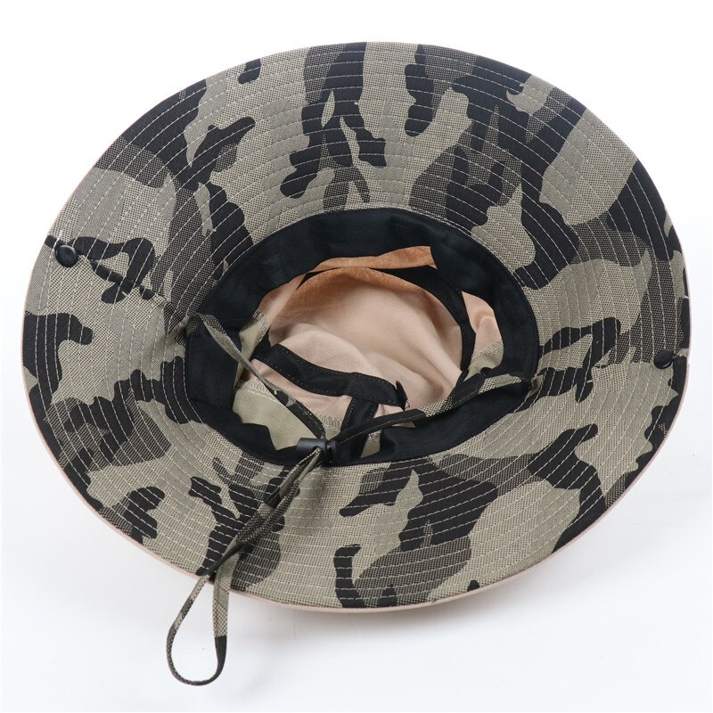 CAMOLAND Male UV Protection Sun Hats Camouflage Bucket Hat For Women Men Outdoor Fishing Hiking Hat Summer Boonie Beach Caps