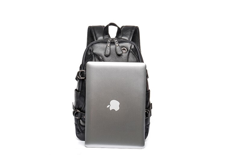 Retro Lederen Mannen Rugzak Mannelijke Schouder Boek Tas Zwart Knapzak Reizen Heren Rugzakken Mochilas Ipad Case Mochila