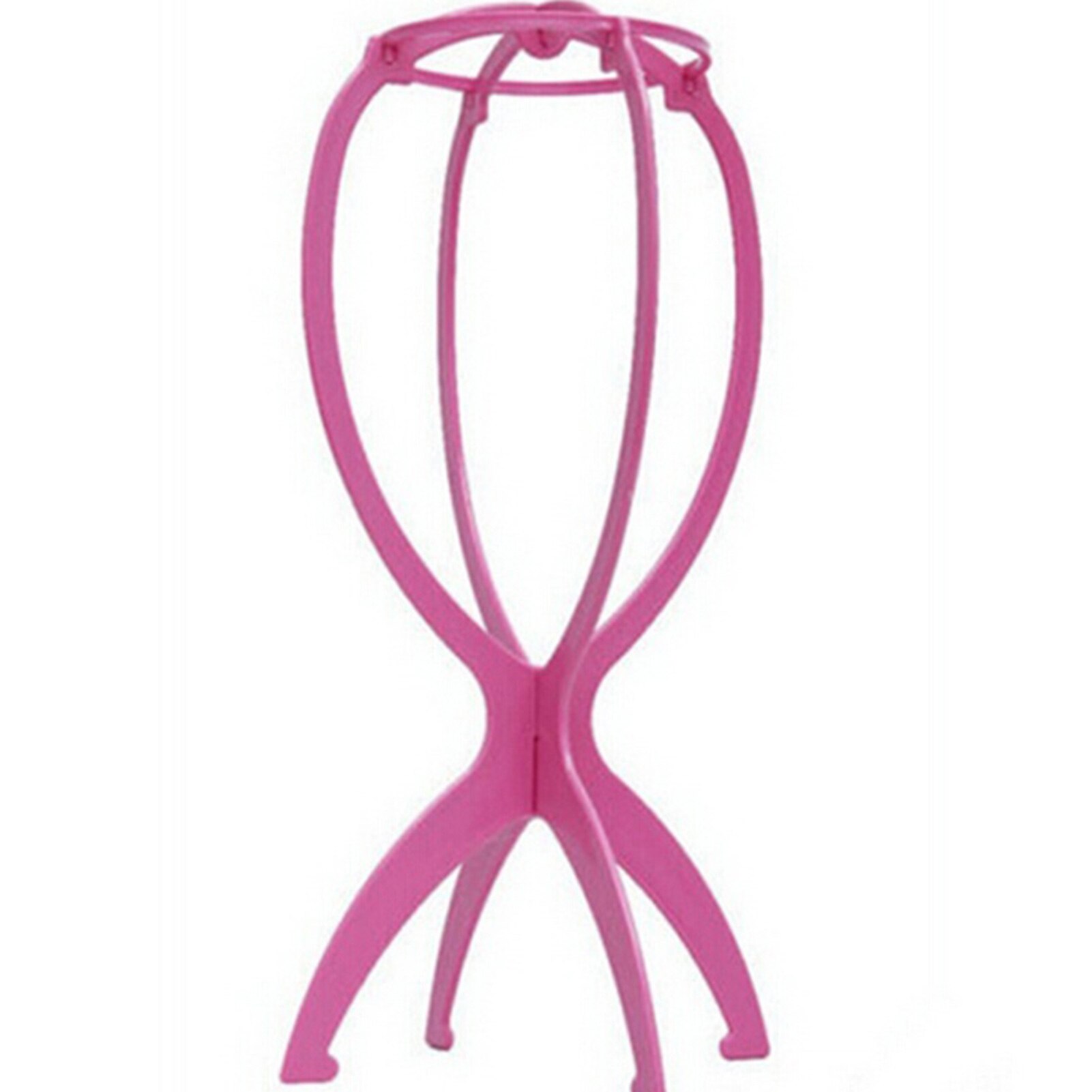 Soporte para pelucas de plástico plegable, soporte estable y duradero para pelucas, peluca, gorro de pelo, soporte, utensilios para muestras, cabeza de sombrero: Rose Red