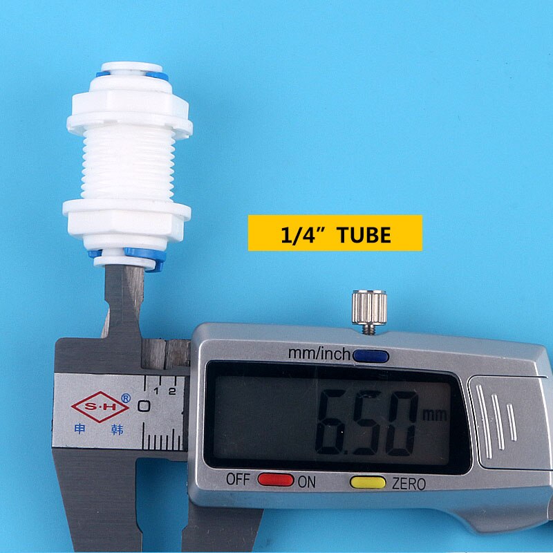 1/4" (6.35mm） OD Tube Pipe Straight Bulkhead Fittings Quick Connector Division Plate Reverse Osmosis System Through Plate Joint