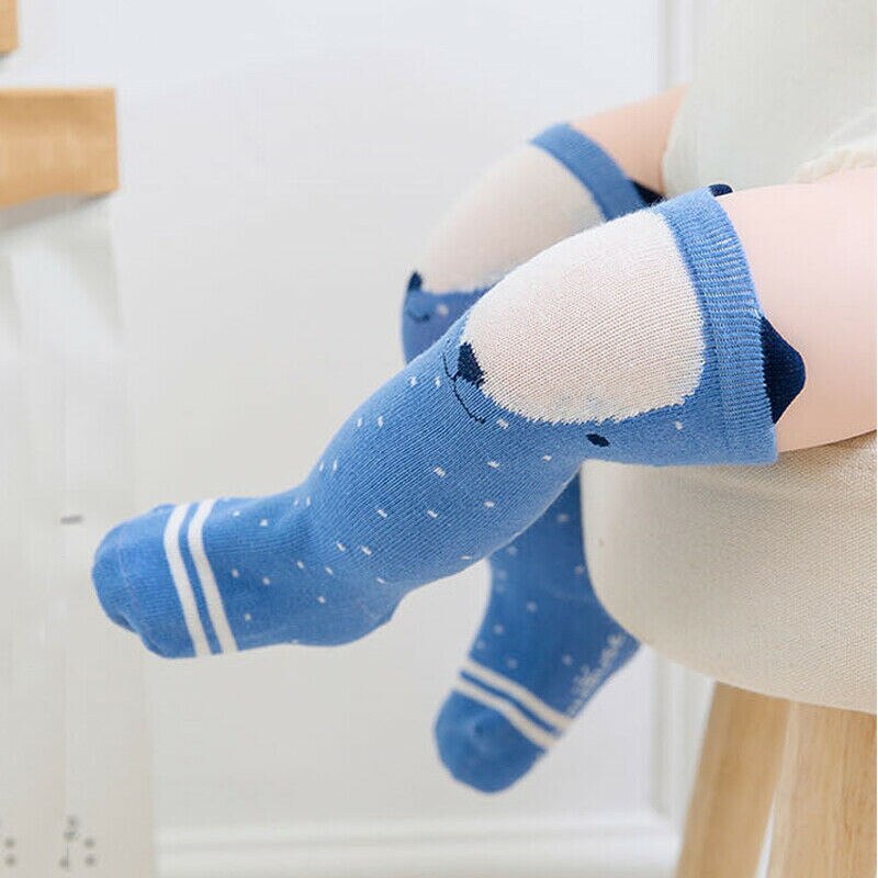 Meia bonito do bebê do algodão com orelhas anti-deslizamento infantil joelho alto dos desenhos animados princesa meninas meias para 0-4y