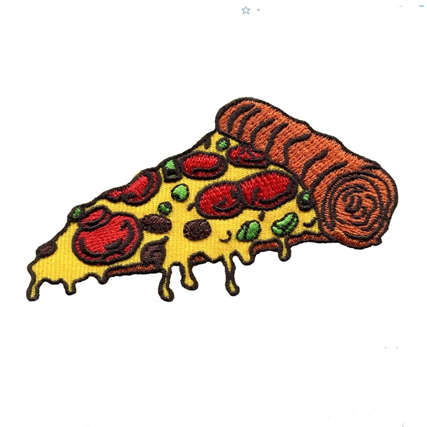 Parches 2 stykker pizza skive jern på patch stof applikation italiensk mad motiv børnemærkat 3.4 x 1.9 tommer  (8.5 4.8 cm)