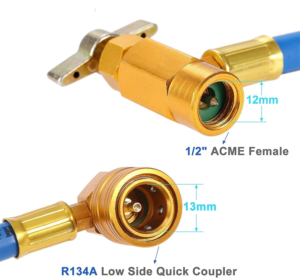 Freon r134a Automotive Air Conditioning Refill Hose Kit Low Pressure Air Conditioner Valve Core r134a Cylinder Refrigerant Tools