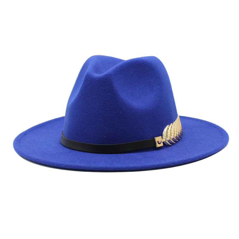 Mænd kvinder bred rand uldfilt fedora panama hat med bæltespænde jazz trilby cap fest formel top hat