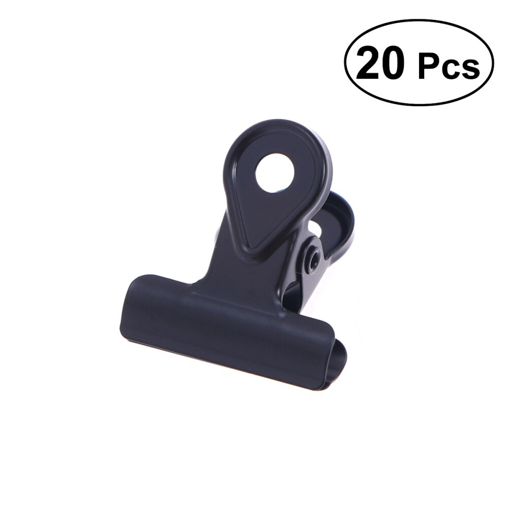 20PCS Metal Hinge Clips Binder Clips Paper Clamp Copper Bulldog Paper Clips - Black (20MM): Black