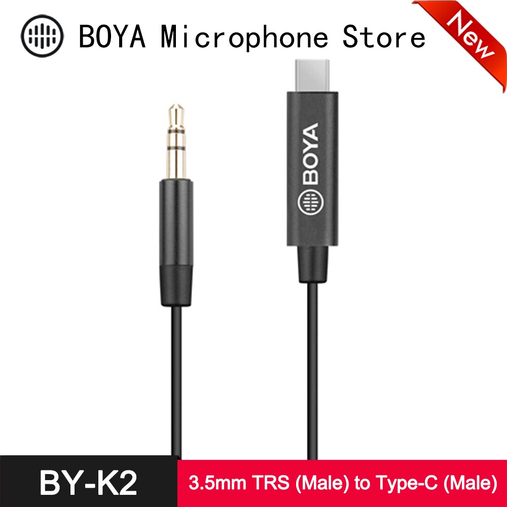 Boya BY-K2 3.5Mm Trs Naar Type-C Adapter Kabel Voor Huawei Oppo Vivo Xiaomi Android Aansluiten Op Camera microfoon BY-WM4 BY-WM8 Pro