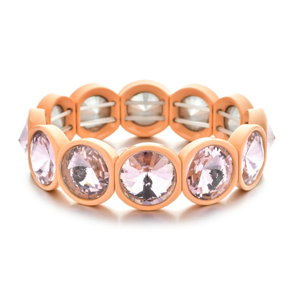 ZMZY, pulsera elástica de cristal grande bohemia Vintage hecha a mano, brazalete elástico esmaltado, pulsera de cuentas de azulejo de arcoíris para joyería de mujer: Bronce antiguo plateado