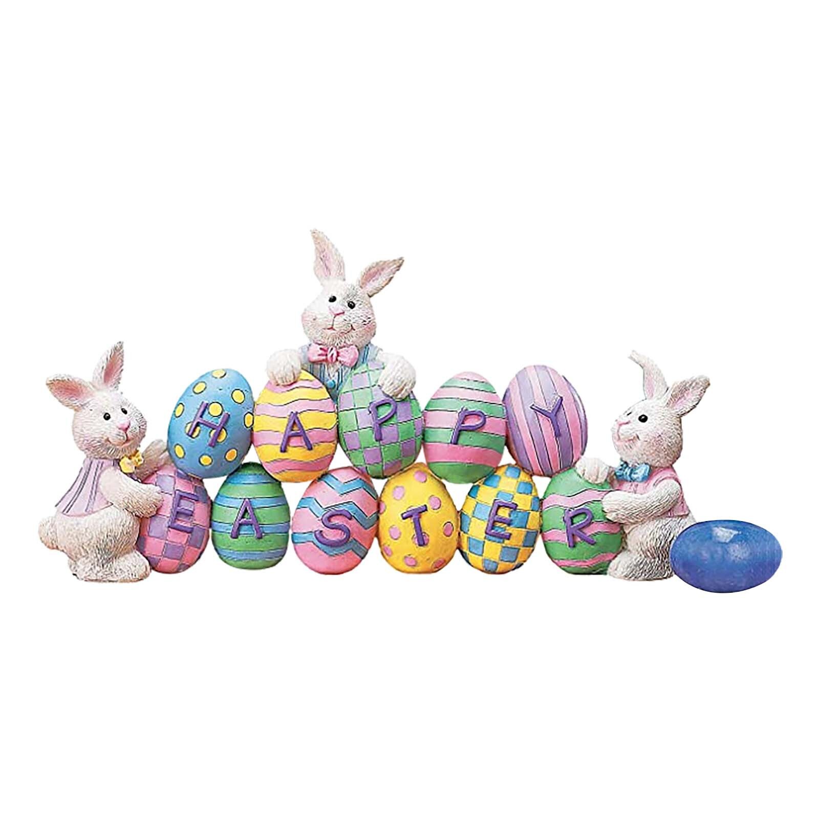 Aperturee Colorful Bunny Eggs Happy Easter Set Of 4 Placemats