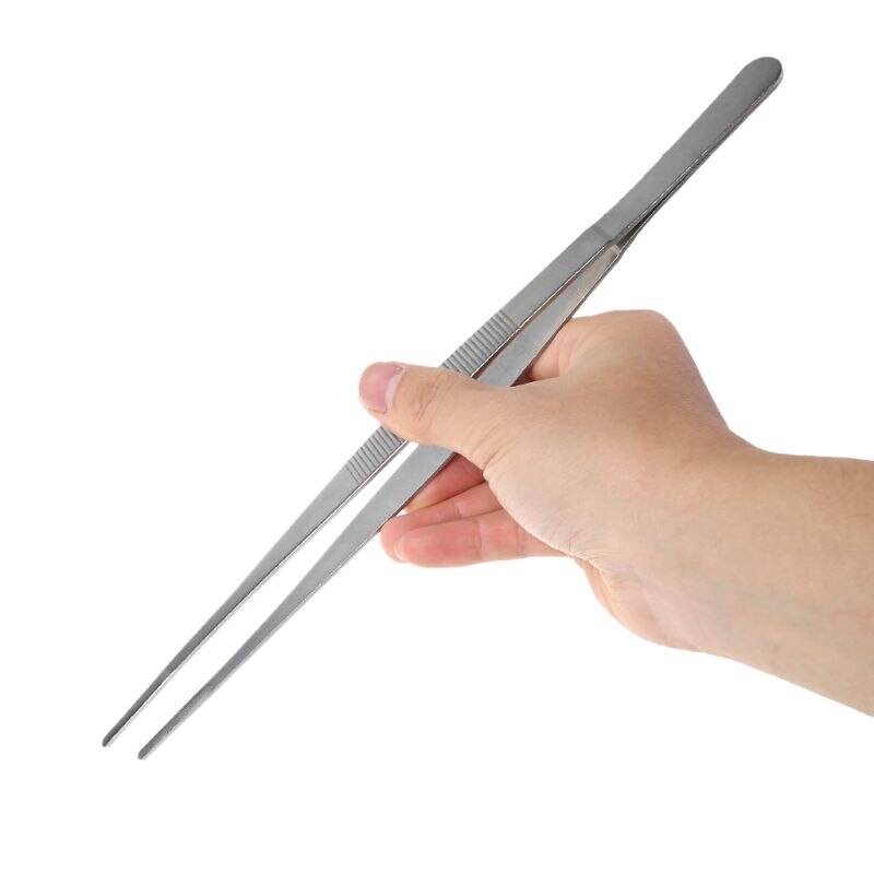 Toothed Tweezers Barbecue Stainless Steel Long Food Tongs Straight Home Tweezer Garden Kitchen