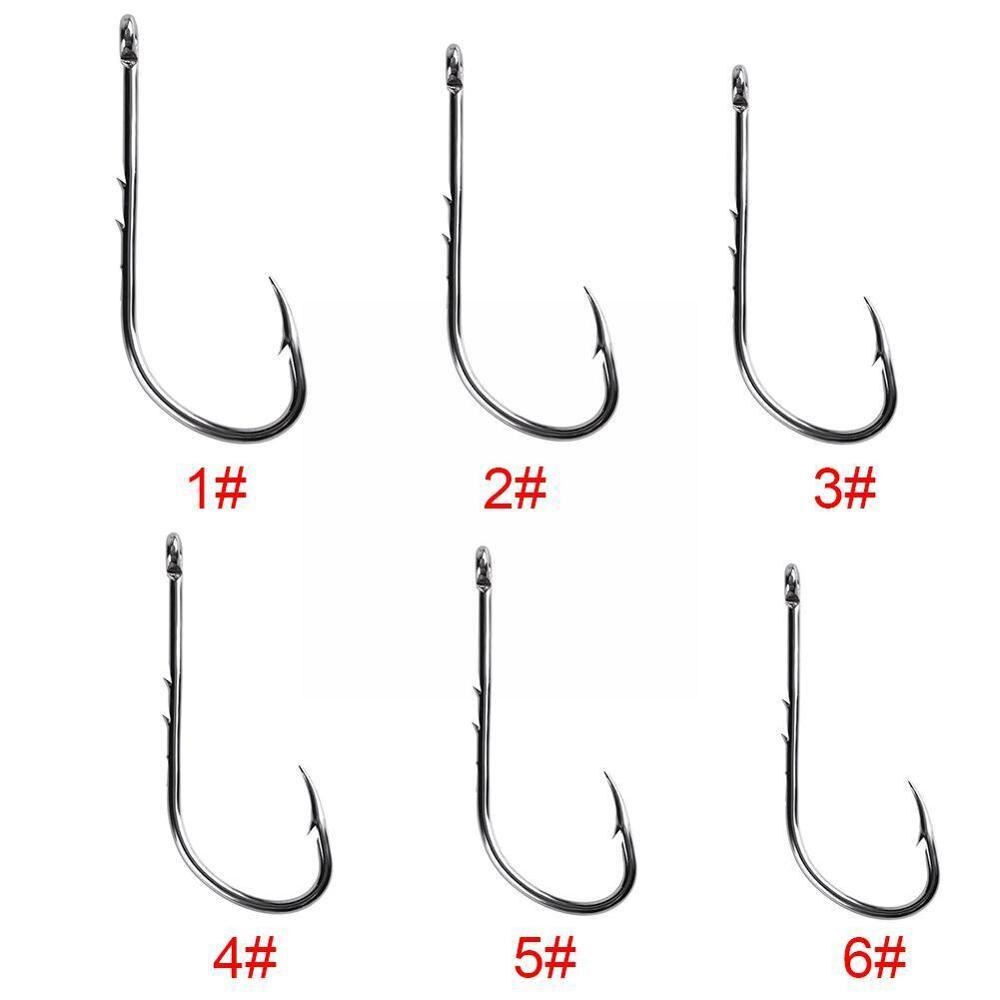 50pcs Double Back Barbed Single Hook Long Handle High Eye Barbed Straight Hook Steel Hook Fishing Fishing Carbon Tackl M9z7