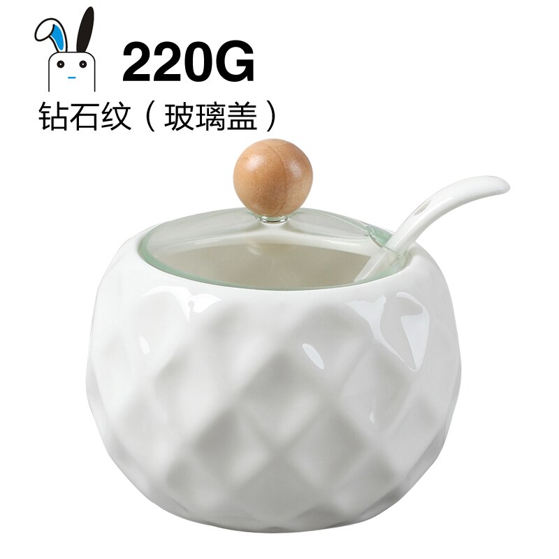 Single Pot Single Tank Ceramic Seasoning Jar Salt Shaker Oiler Kitchen Supplies Chinese Household Seasoning Box with Spoon Lid: b1