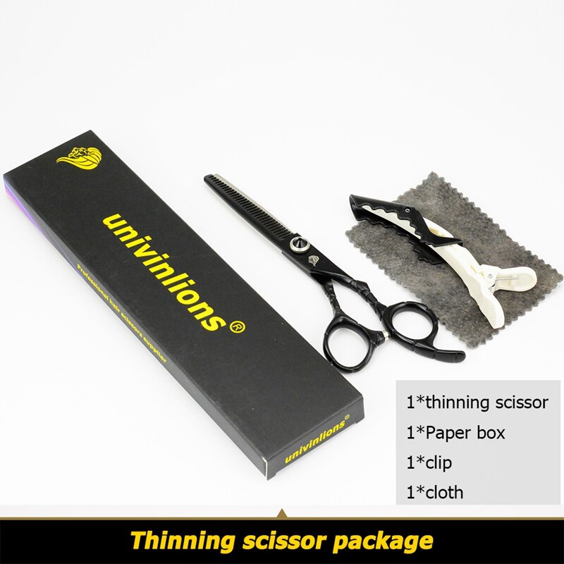 univinlions 6" black barber hairdressing scissors razor hairdresser haircut japanese thinning shears salon de ciseaux coiffure: T2