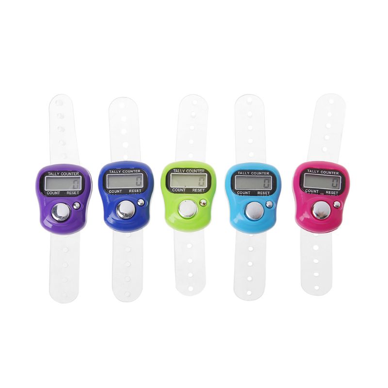 LED Finger Zähler Digitale Elektronische Zähler Runde Spur Handheld Clicker mit Ring Ziffern Anzeige Manuelle Dekompression Werkzeug: Beige