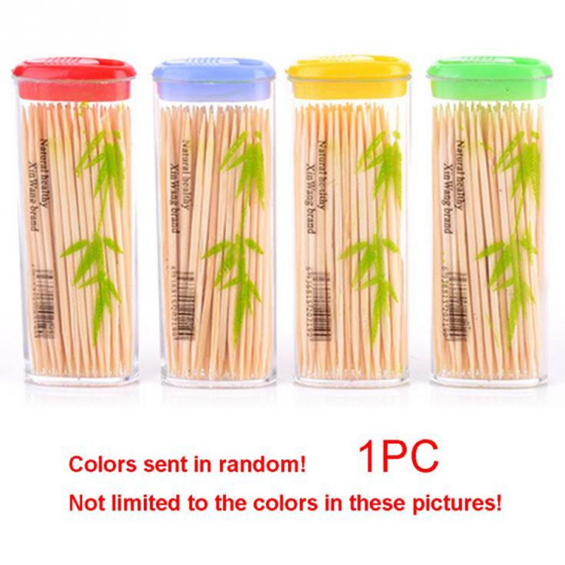 100 Stks/doos Natuurlijke Bamboe Tandenstokers Hoge Bamboe Milieuvriendelijke Huishoudelijke Levert Gereedschap Willekeurige Kleuren