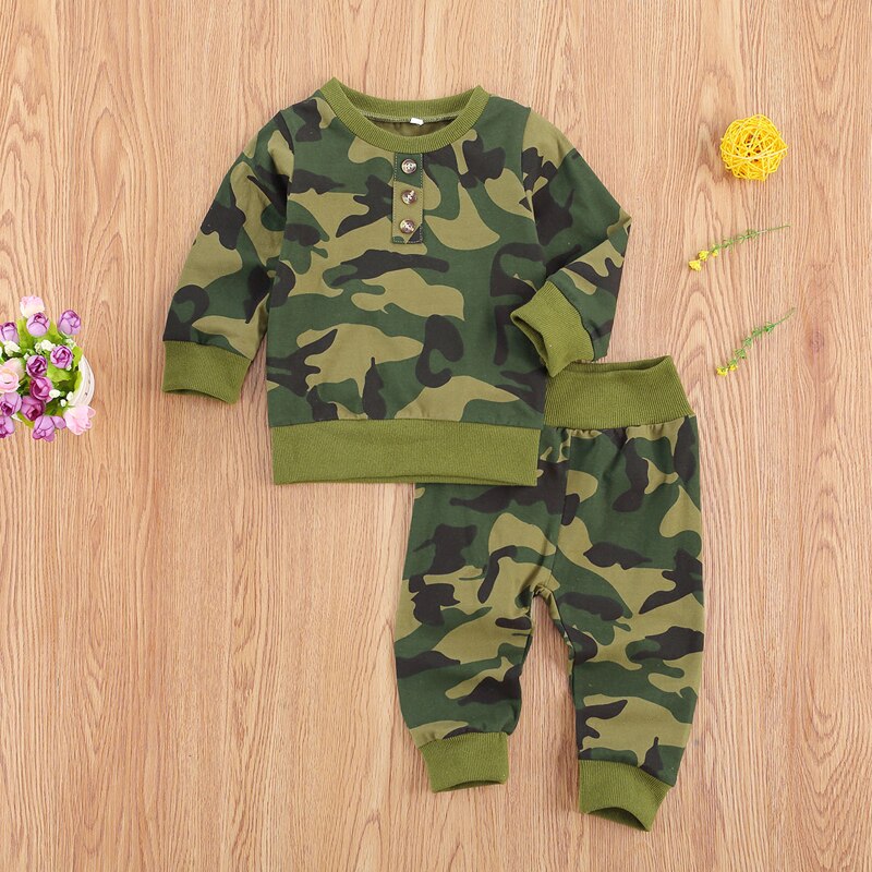 Wallarenear 0-3Years Peuter Jongens Camouflage Kleding Sets O-hals Lange Mouwen Shirt En Broek Sets Baby Jongens Casual Outfits Sets