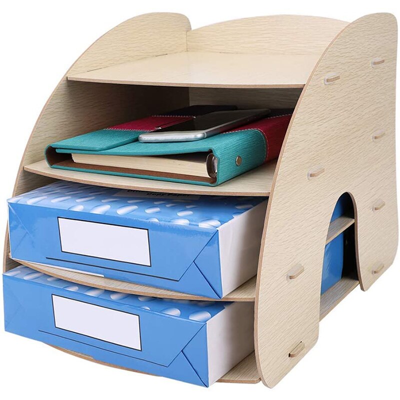 Wooden Desk File Organiser Storage Rack Office File Book Rack Tray Holder DIY Desk Tidy azine Expanding Filling Rack