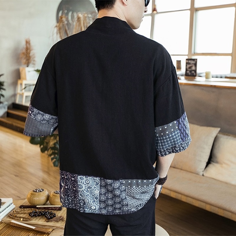 Japanse Kimono Mannen Vest Streetwear Yukata Mannelijk Overhemd Haori Mens Kimono Shirt Traditionele Japanse Samurai Kleding 4XL 5XL