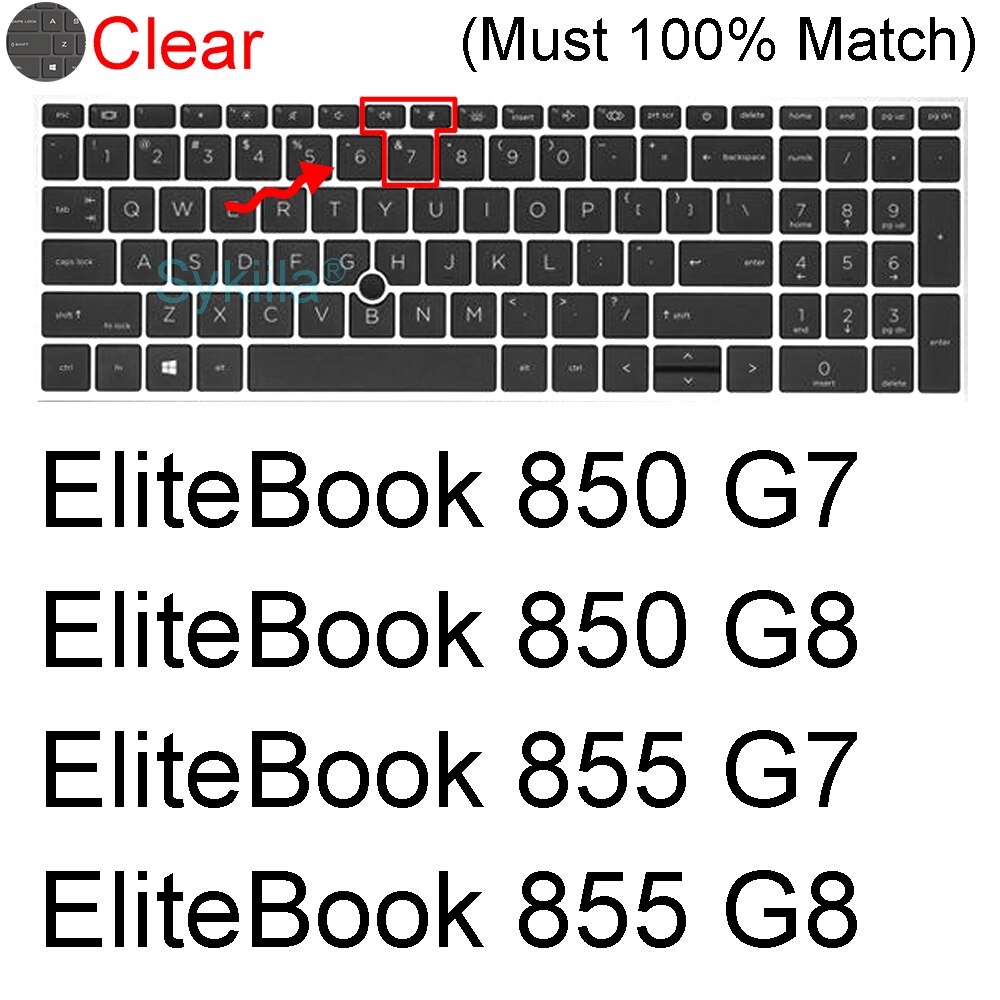 Keyboard Cover for HP EliteBook 855 G7 G8 850 G5 G6 G7 G8 1050 G1 Zhan X Notebook PC Protector Skin Case Silicone 15 15.6: Clear 850 855 G7 G8