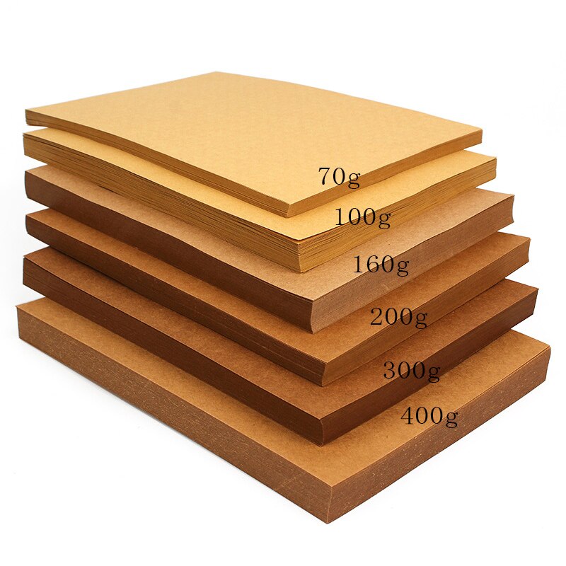 70-200gsm 100pcs Kraft Paper A4 Brown Paper DIY Handmake Card Making Craft Paper Wrapping Paper Office Supplies