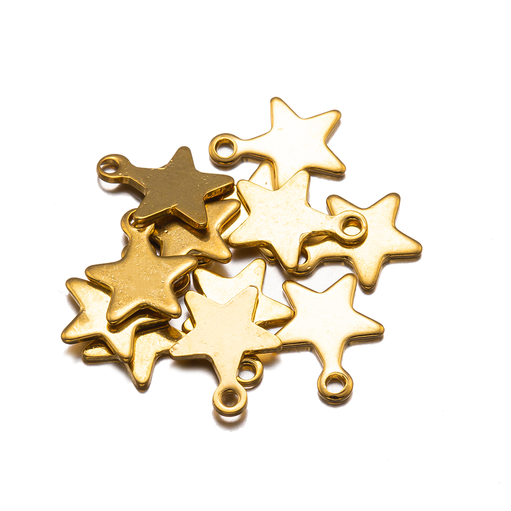 Dijes de estrella de acero inoxidable para pulseras hechas a mano DIY, pendientes, materiales de fabricación de joyas, suministros, piezas decorativas, 20 unidades por lote: Rojo