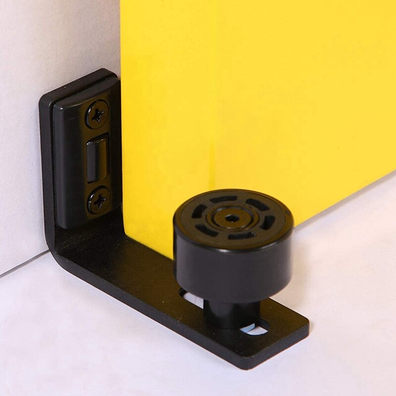 2Pcs Vloer Gids Flush Bodem Schuifdeuren Schuur Deur Vloer Gids Met Verstelbare Roller Muur Mount System Black