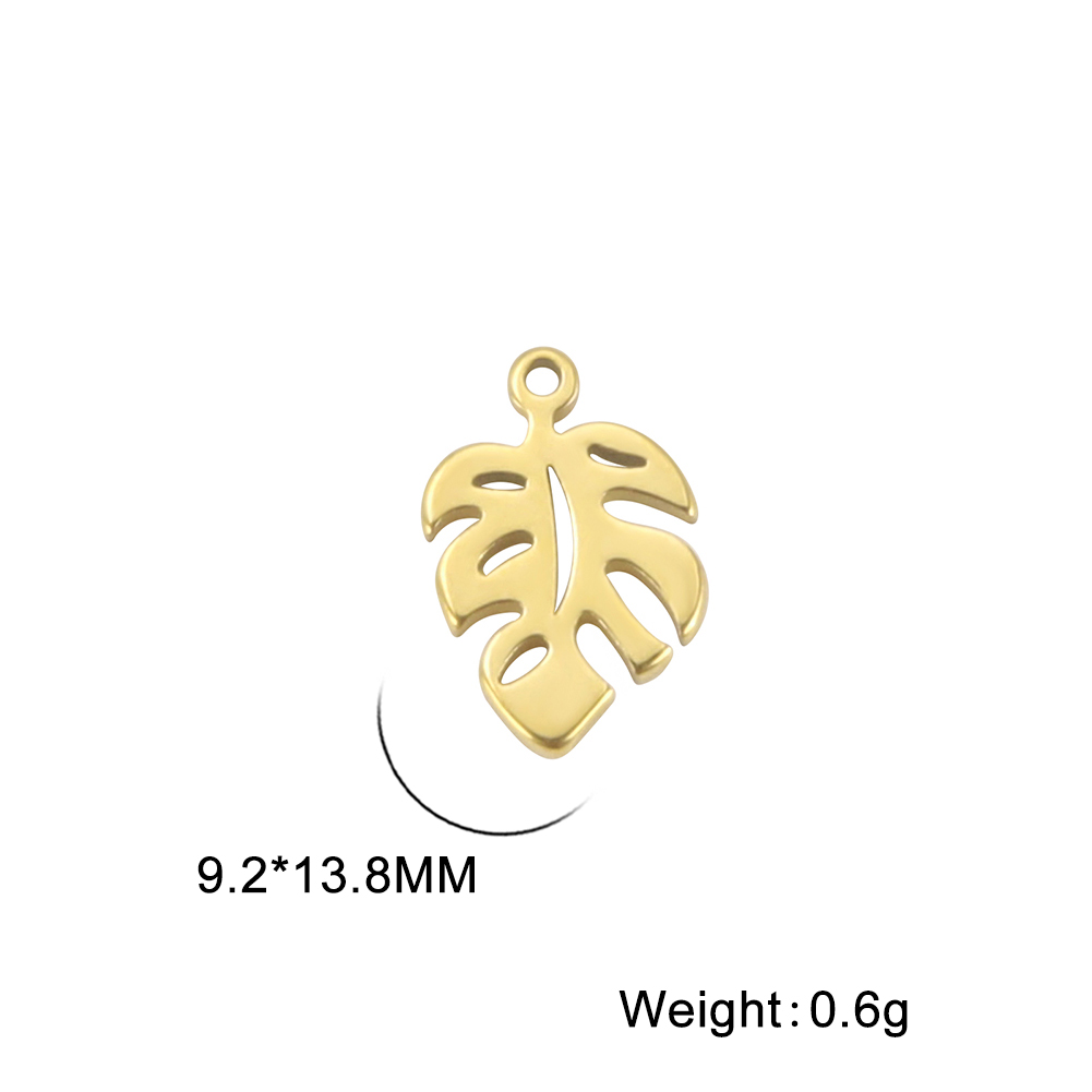 Skyrim 5pcs/lot Leaves Charms for Jewelry Making Stainless Steel Gold Color DIY Pendant for Earring Necklace Bracelet: Gold-color