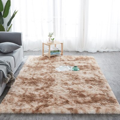 1PC Shaggy Tie-teinture tapis 40*40CM imprimé peluche sol moelleux tapis chambre d'enfants fausse fourrure zone tapis salon tapis soyeux tapis: Khaki