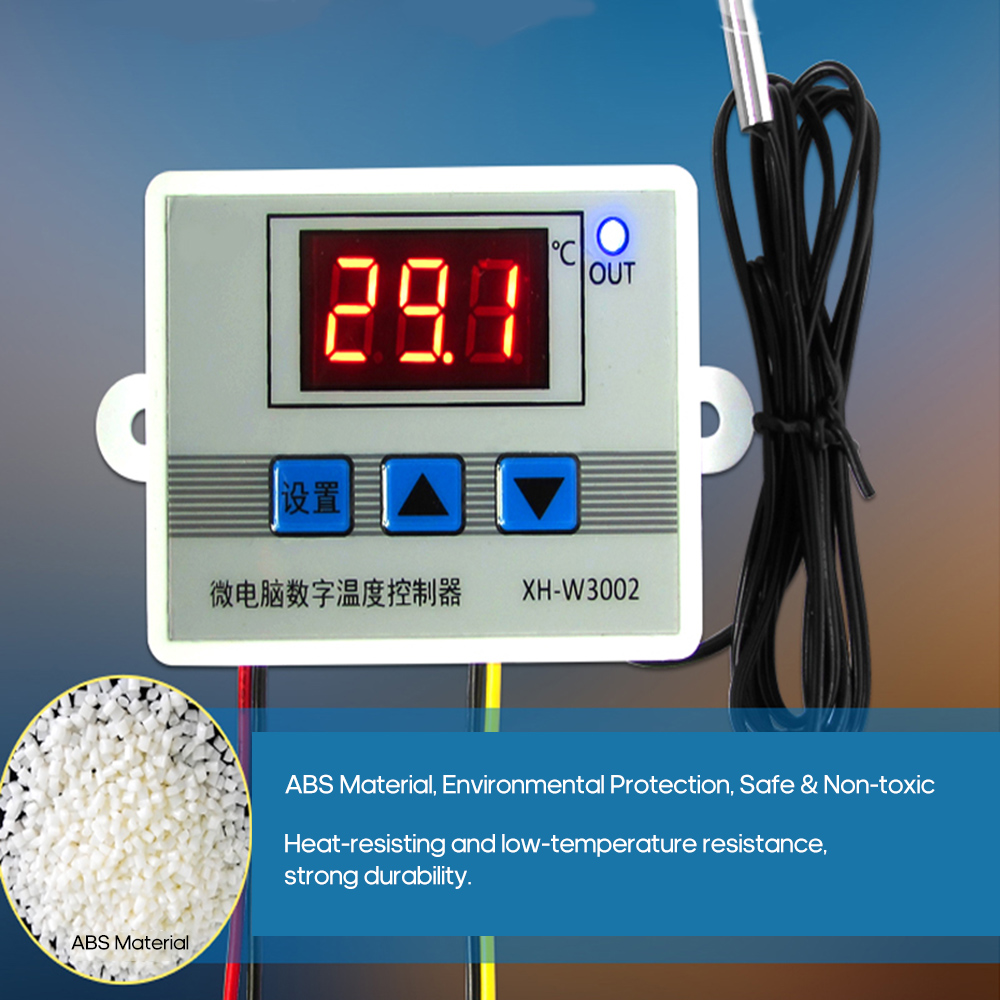 Intelligent Led Digital Microcomputer Temperature Controller Mini Thermostat Switch with Water-resistant Sensor Probe XH-W3002