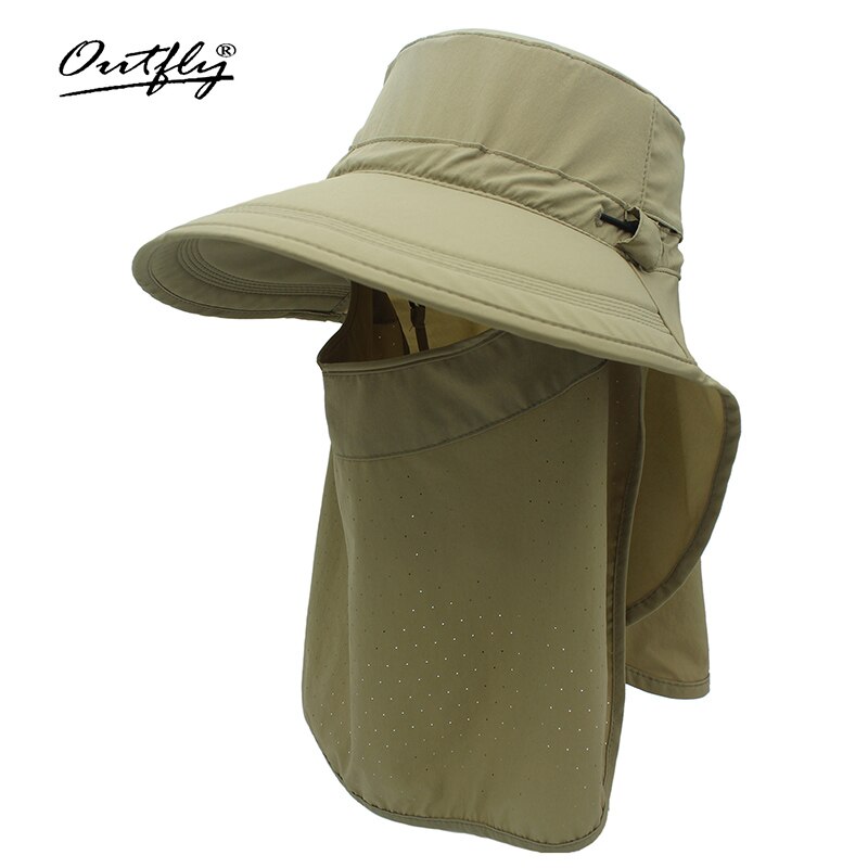 Outfly Brand Summer Sun Visor Hat Removable Mask and Neck Multi-functional Outdoor Hat for Women: Khaki