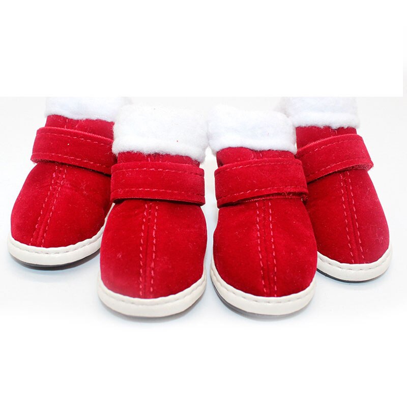 Winterschoenen voor honden, waterdicht, antislip, regenlaarzen, sneeuwlaarzen, schoenen voor katten en honden, kerstschoenen, warme fluwelen rode schoenen: 1